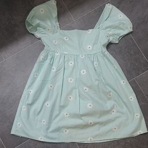 Pink Lily Mint Green Floral Mini Dress